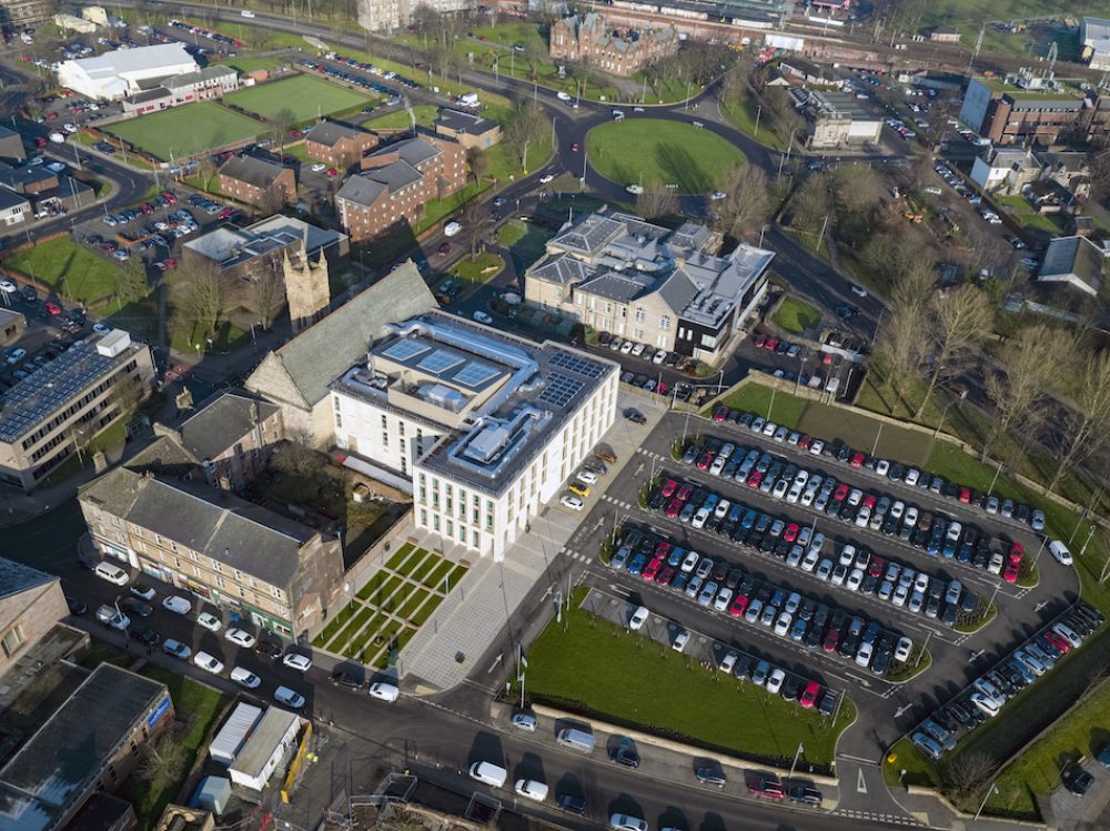 aerial view of new headquarters (image courtesy of West Dunbartonshire Council)